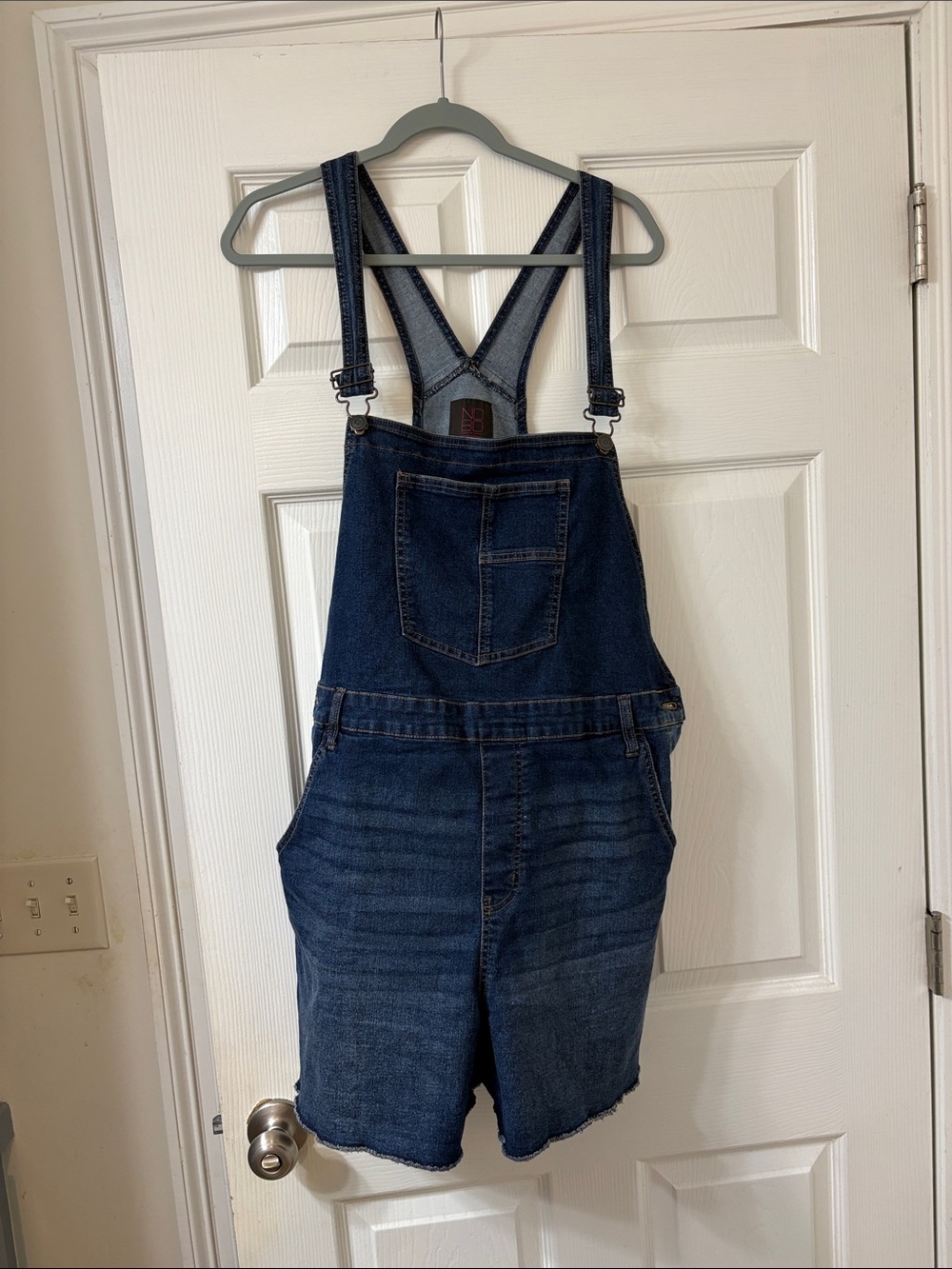 No Boundaries Dark Blue Denim Short Overalls